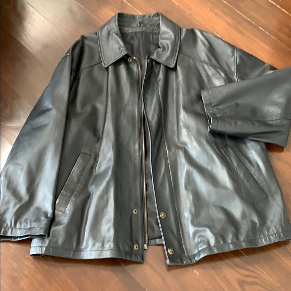 Black leather jacket size XL